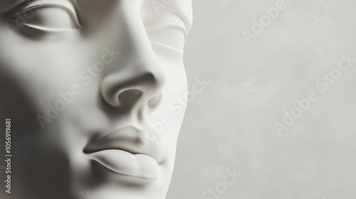 Wallpaper Mural A close-up of a minimalist sculpture capturing serene facial features and a smooth texture against a soft background. Torontodigital.ca