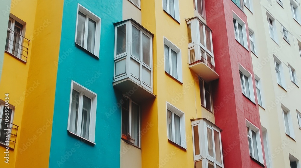 Fototapeta premium Colorful Contemporary Apartment Complex with Minimalist Style