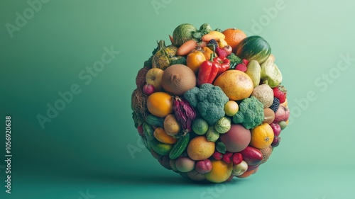 World food day concept with Globe and Various vegetables,world vegetable day,vegetable on the world,fresh different vegetable,vegan day,world food day,copy space. photo