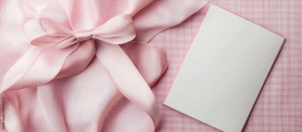 Bow And Notebook Top View Womenly Composition Bow And Notebook Top View Womenly Composition