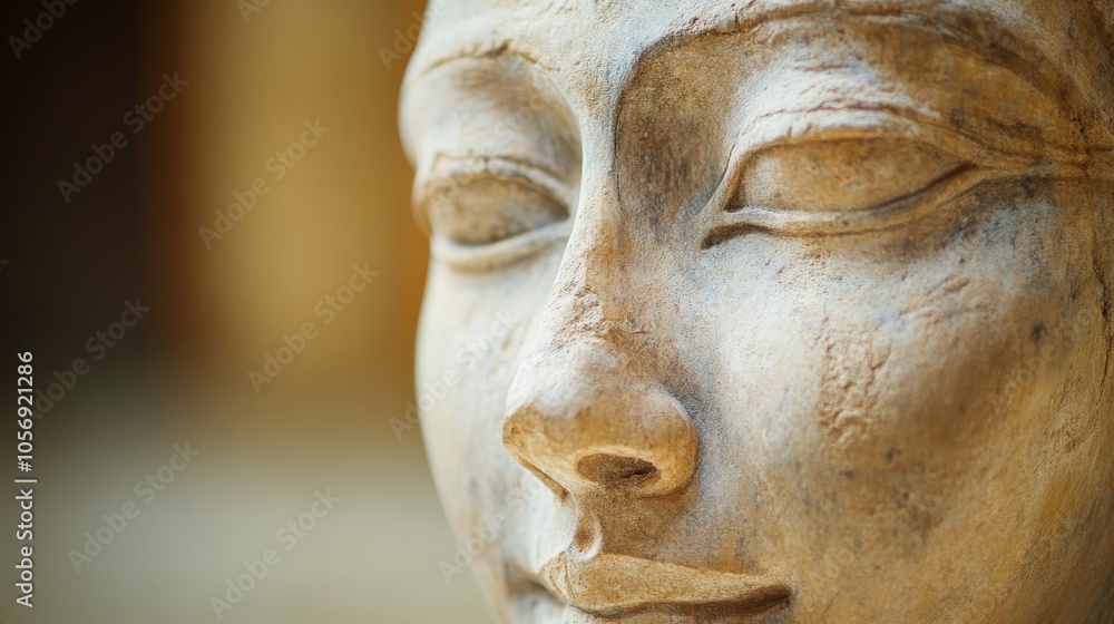 A close-up view of a serene ancient sculpture, capturing intricate details and textures, evoking a sense of peace and history. A close-up view of a serene ancient sculpture, capturing intricate details and textures, evoking a sense of peace and history.