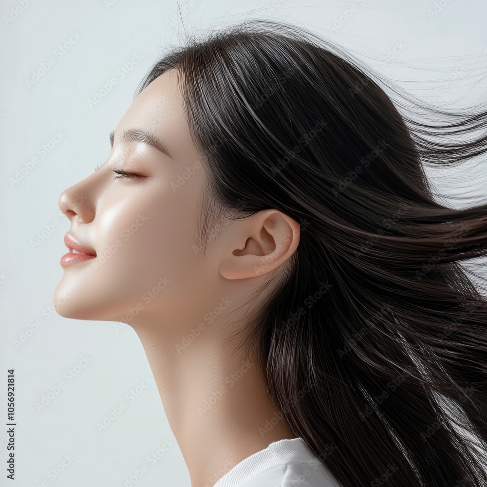 Health, beautiful hair, hair roots, activity, hair growth, image, cleanliness, woman, Asian ,generative ai Health, beautiful hair, hair roots, activity, hair growth, image, cleanliness, woman, Asian ,generative ai