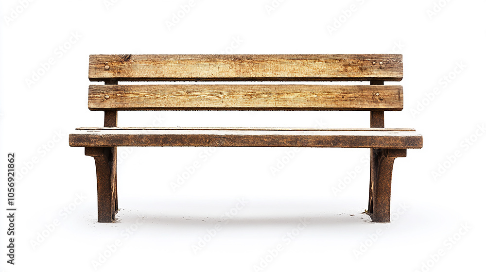 Wooden Park Bench Isolated on White Background Wooden Park Bench Isolated on White Background