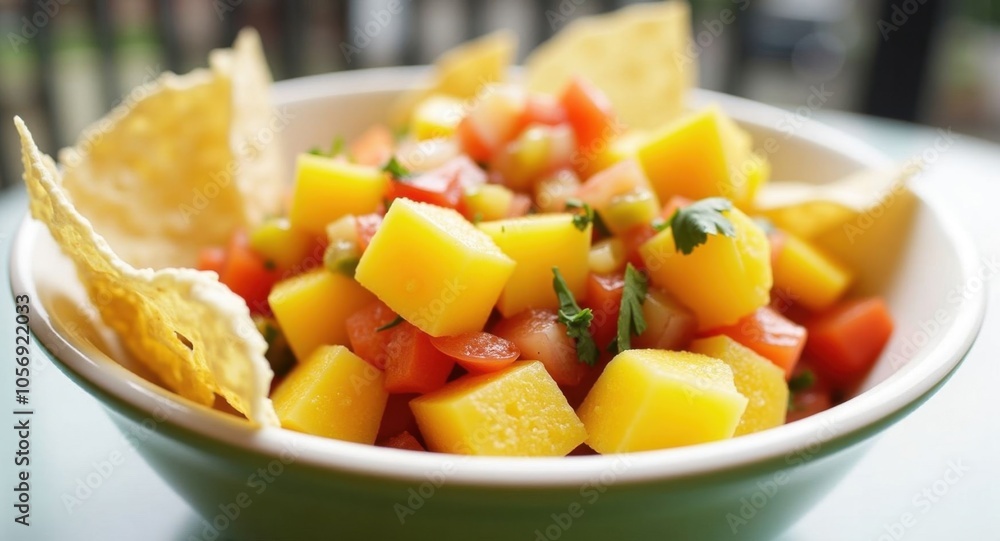 bowl of vibrant mango salsa bowl of vibrant mango salsa