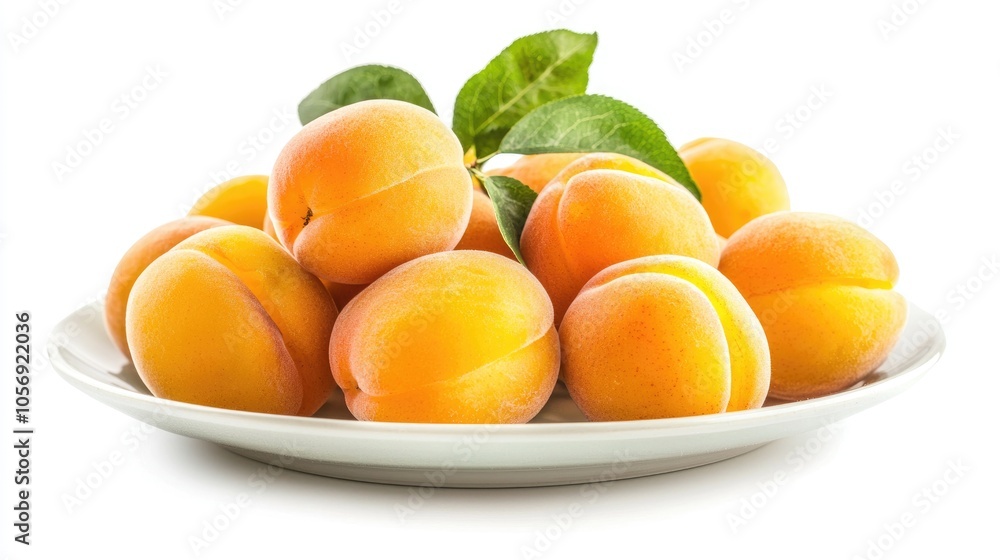 Ripe Apricot Isolated On White Background Fresh And Juicy Apricots On The Plate Organic Food Close Up Ripe Apricot Isolated On White Background Fresh And Juicy Apricots On The Plate Organic Food Close Up