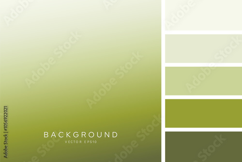 Soft natural olive green gradient background with color palette, vector illustration 