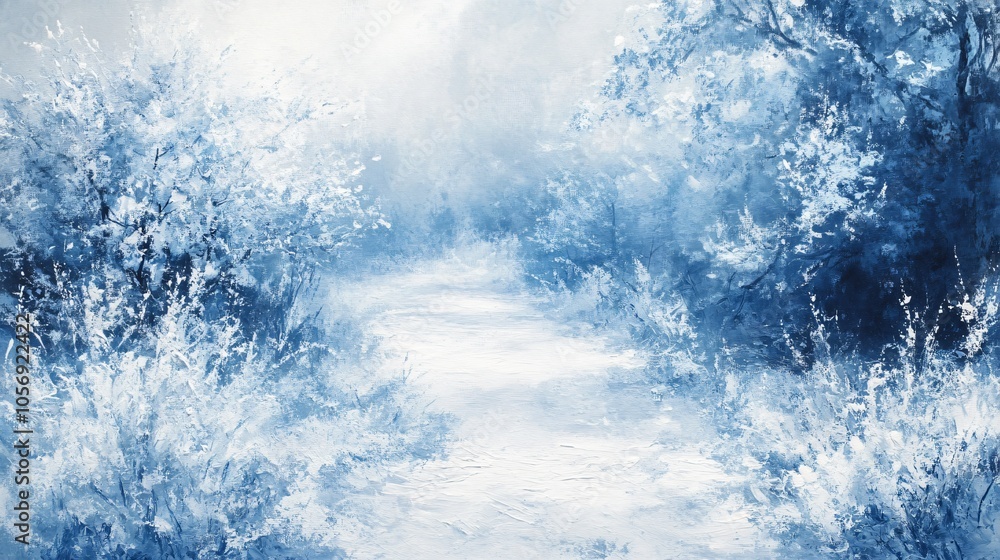Winter Wonderland Path Through Frost Covered Trees Winter Wonderland Path Through Frost Covered Trees