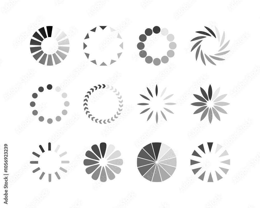 Collection Loading bar status icon. Vector illustration. Set of vector loaded icons. Download progress. Donload or Upload. Collection Loading bar status icon. Vector illustration. Set of vector loaded icons. Download progress. Donload or Upload.