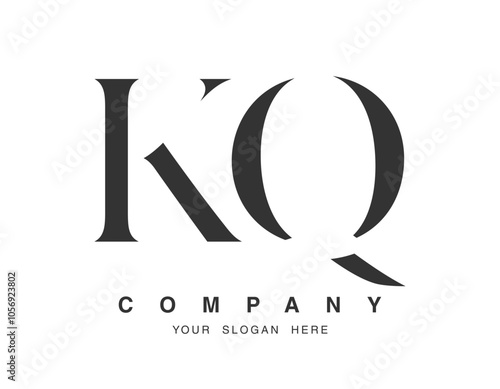 KQ logo design. Initial letter k and q serif font style. Creative classic company name typography. Trendy logotype or identity.