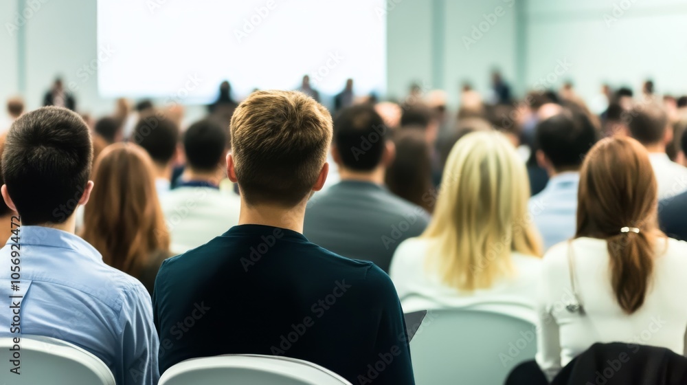 A diverse audience engaged in a presentation at a professional conference, showcasing focus and collaboration. A diverse audience engaged in a presentation at a professional conference, showcasing focus and collaboration.