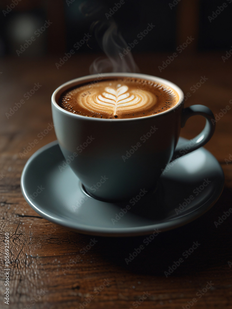 This cozy scene features a perfectly brewed coffee. This cozy scene features a perfectly brewed coffee.
