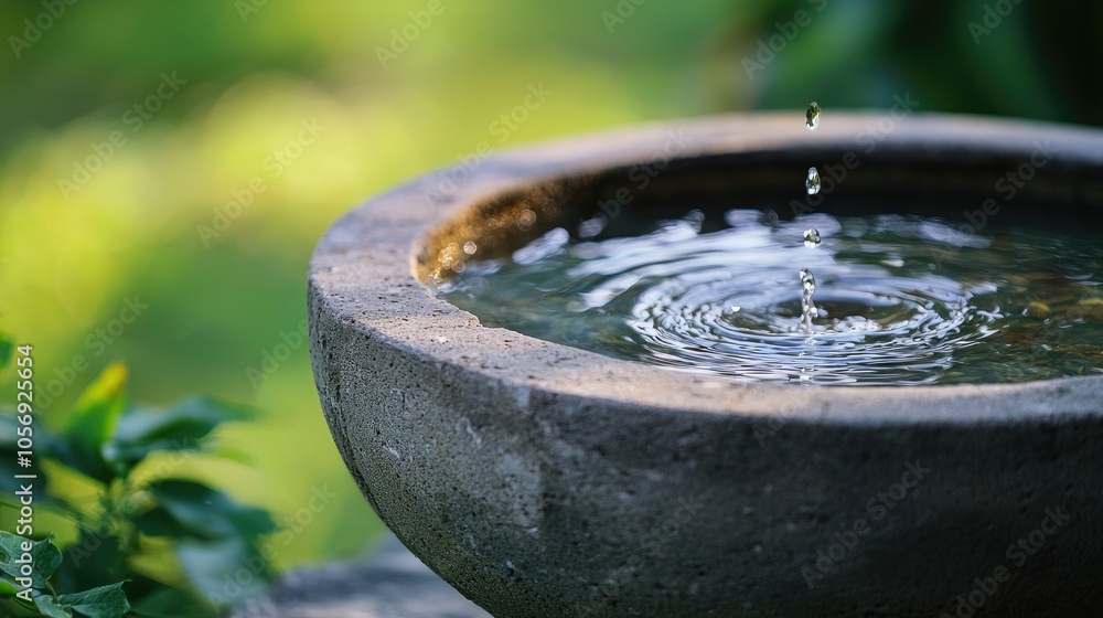 Close Up View Of Concrete Water Pot To Drink Water For Birds Best Water Source In Summer Day Ecology Concept Close Up View Of Concrete Water Pot To Drink Water For Birds Best Water Source In Summer Day Ecology Concept
