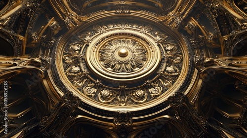 Elaborate golden ceiling feature showcasing complex patterns