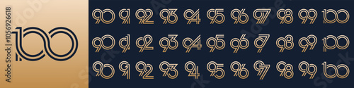 collection of creative number 90 to 100 logo designs. abstract number design vector illustration