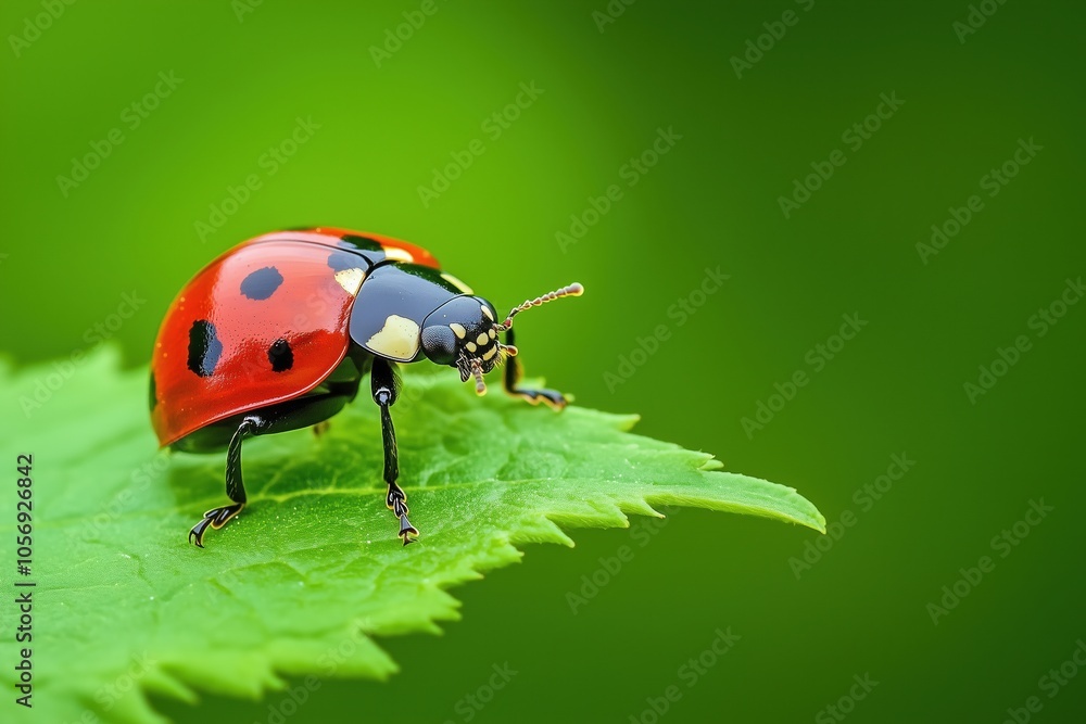 Fototapeta premium A ladybug is on a leaf