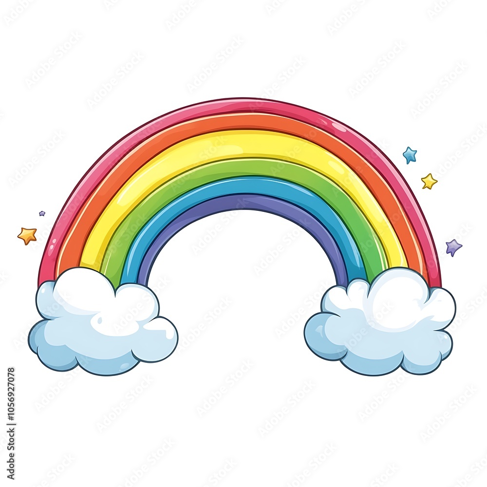 Cartoon rainbow with cloud ends on a white background. Cartoon rainbow with cloud ends on a white background.