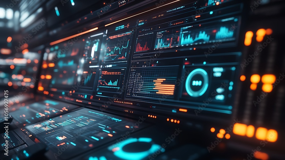 A futuristic digital screen displaying various data technology background A futuristic digital screen displaying various data technology background