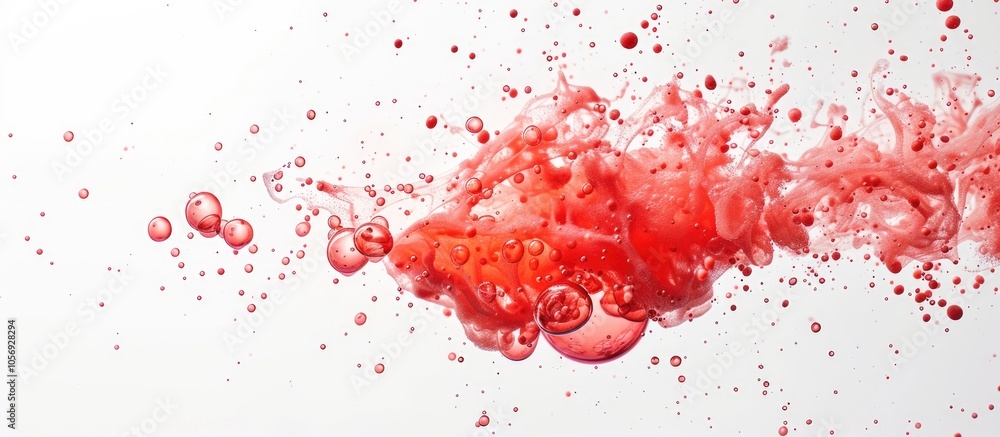 Abstract Red Cloud In Liquid With Bubbles On Surface Isolated On White Abstract Red Cloud In Liquid With Bubbles On Surface Isolated On White