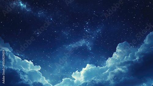 A starry night sky adorned with wispy clouds