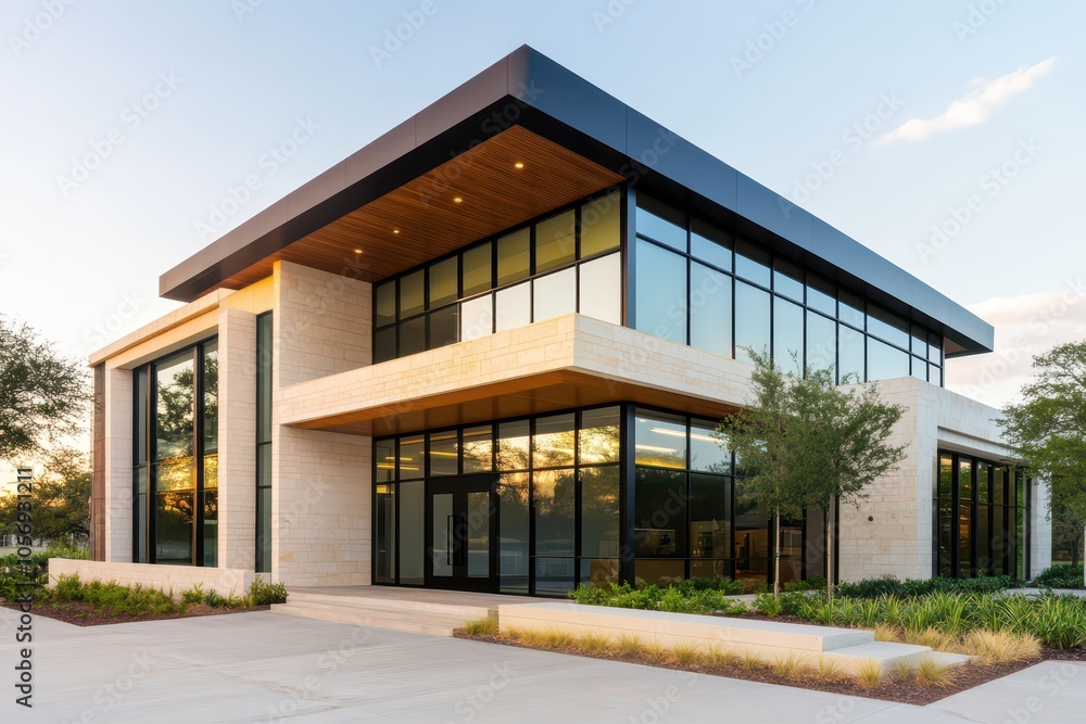 Modern Commercial Architecture Showcasing Sustainable Elements and Sleek Design for a Contemporary Urban Landscape Modern Commercial Architecture Showcasing Sustainable Elements and Sleek Design for a Contemporary Urban Landscape