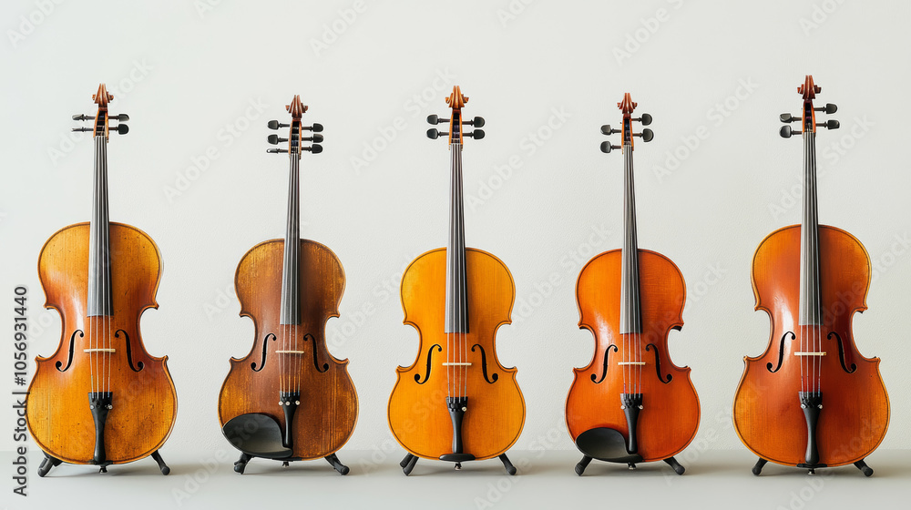 Fototapeta premium Versatile and popular in many genres; can be acoustic or electric. A key instrument in classical music, known for its expressive range. Has a rich, warm tone and is also prominent in orchestras. 