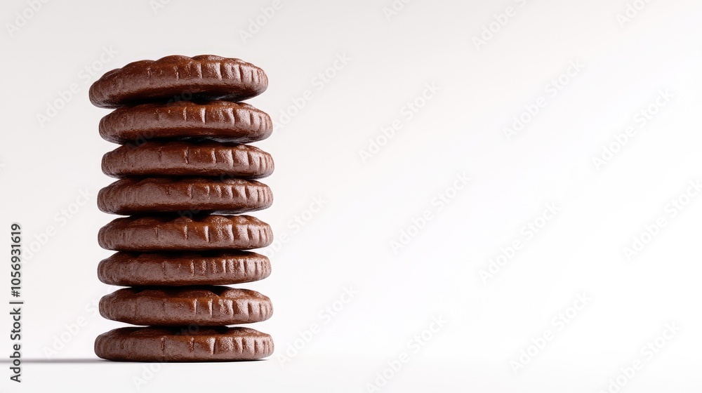 Stack of Delicious Chocolate Cookies on White Background Stack of Delicious Chocolate Cookies on White Background