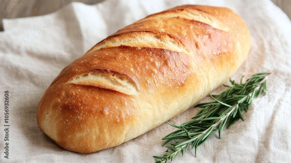 Freshly Baked Bread with Herb Garnish Freshly Baked Bread with Herb Garnish