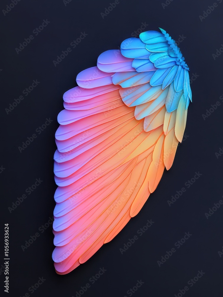 Obraz premium Holographic butterfly wings in vibrant colors, showcasing nature's beauty and ethereal elegance.
