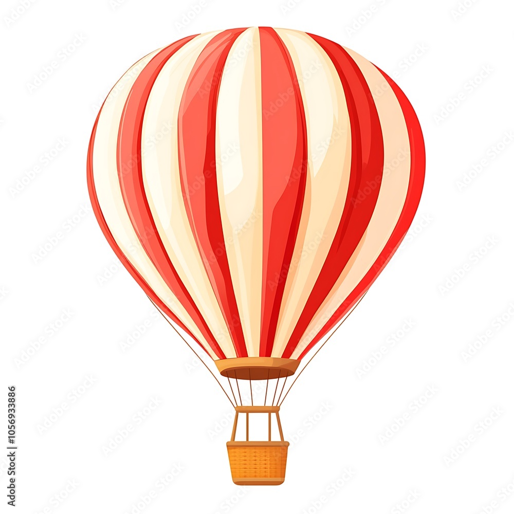 Naklejka premium Cartoon hot air balloon indicating adventure or travel on a white background.