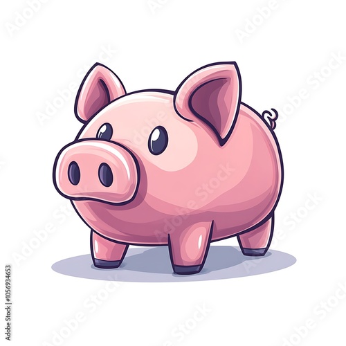 Cartoon money-saving piggy bank on a white background.