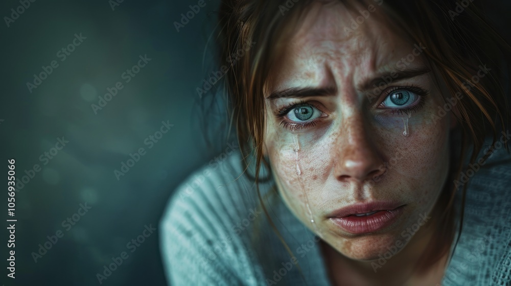 Close-up image of a woman featuring her delightful freckles and enchanting green eyes Close-up image of a woman featuring her delightful freckles and enchanting green eyes
