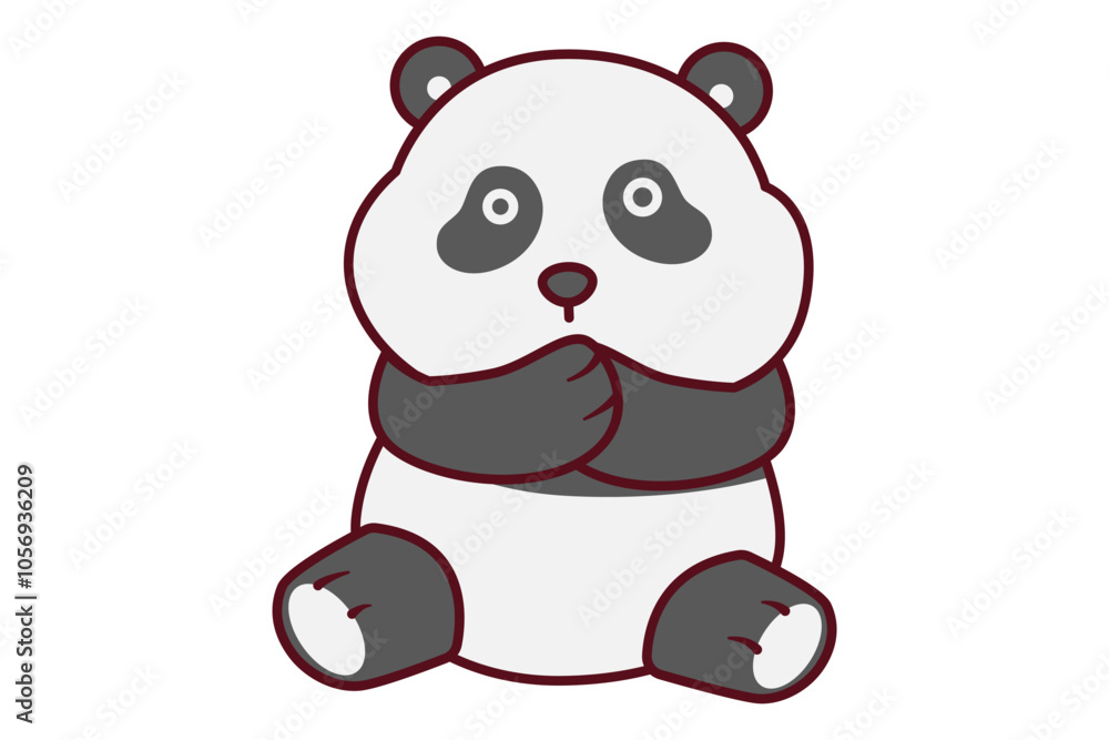 Cute Panda Cover Its Mouth Illustration Cute Panda Cover Its Mouth Illustration