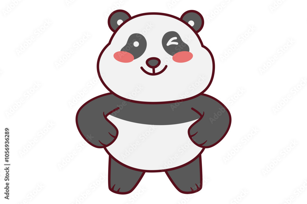 Cute Panda Winking with Hand on Hips Illustration Cute Panda Winking with Hand on Hips Illustration