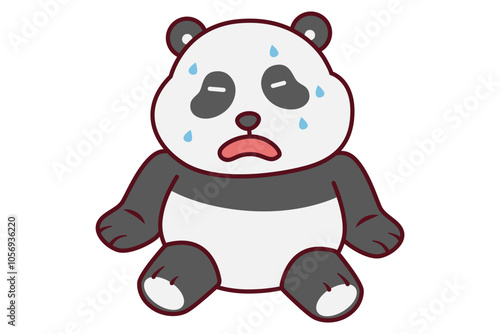 Cute Panda Tired and Sweating Illustration