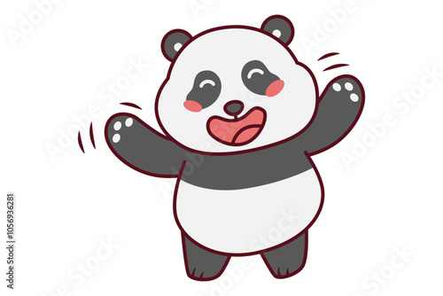 Cute Panda Raise Hand Illustration