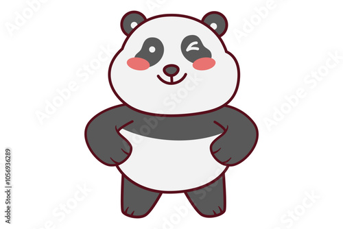 Cute Panda Winking with Hand on Hips Illustration