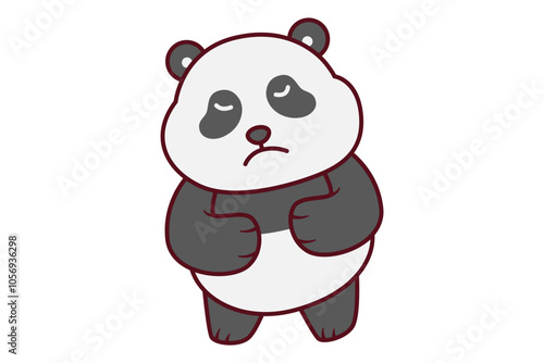 Cute Panda Holding Its Belly Illustration