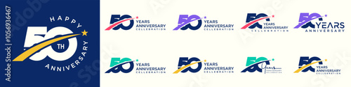 collection of creative number 50 logo designs. abstract fifty design vector illustration