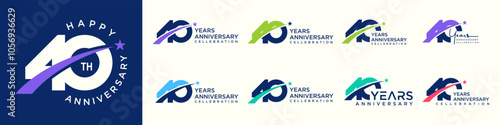 collection of creative number 40 logo designs. abstract forty design vector illustration