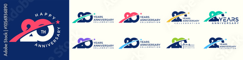 collection of creative number 20 logo designs. abstract twenty design vector illustration
