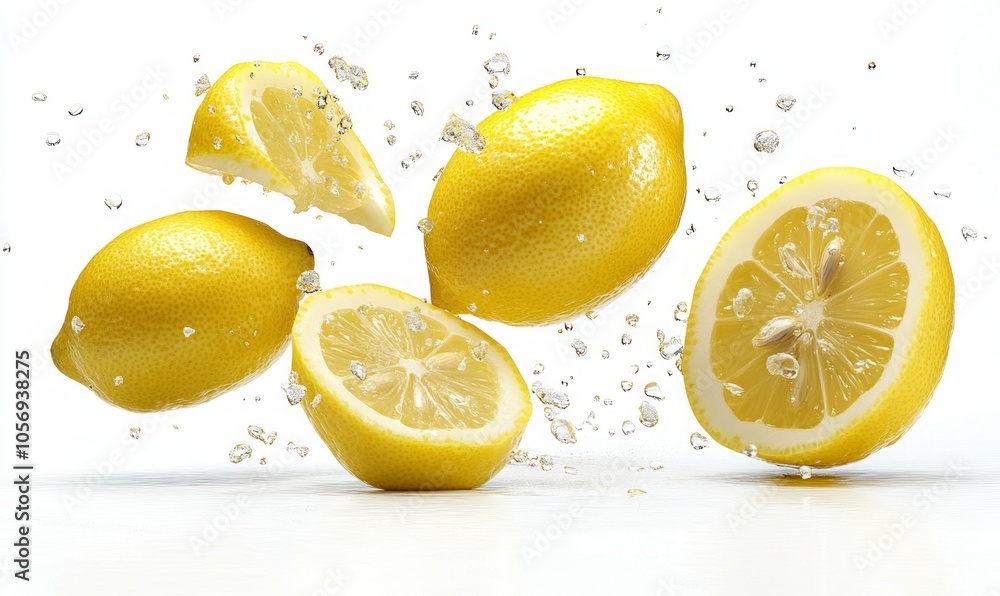 Fresh Lemons in Water Splash Fresh Lemons in Water Splash
