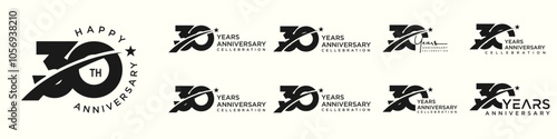collection of creative number 30 logo designs. abstract thirty design vector illustration
