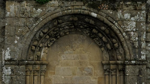 Wallpaper Mural Exterior of Santiago de Gustei church, stone archway and door, Galicia, Spain Torontodigital.ca