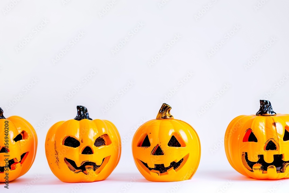 Four orange pumpkins with black eyes Four orange pumpkins with black eyes