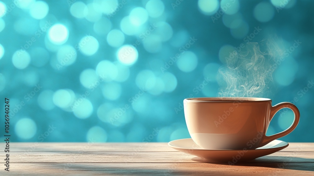A fresh, steaming cup of coffee sits on a wooden surface, with vibrant bokeh lights in the background, creating a rich and dynamic visual warmth. A fresh, steaming cup of coffee sits on a wooden surface, with vibrant bokeh lights in the background, creating a rich and dynamic visual warmth.
