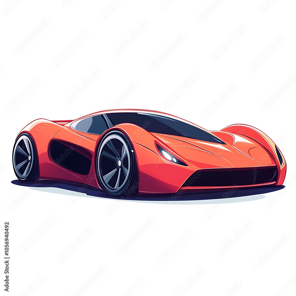 A cartoon sports car with sleek lines and shiny wheels on a white background. A cartoon sports car with sleek lines and shiny wheels on a white background.