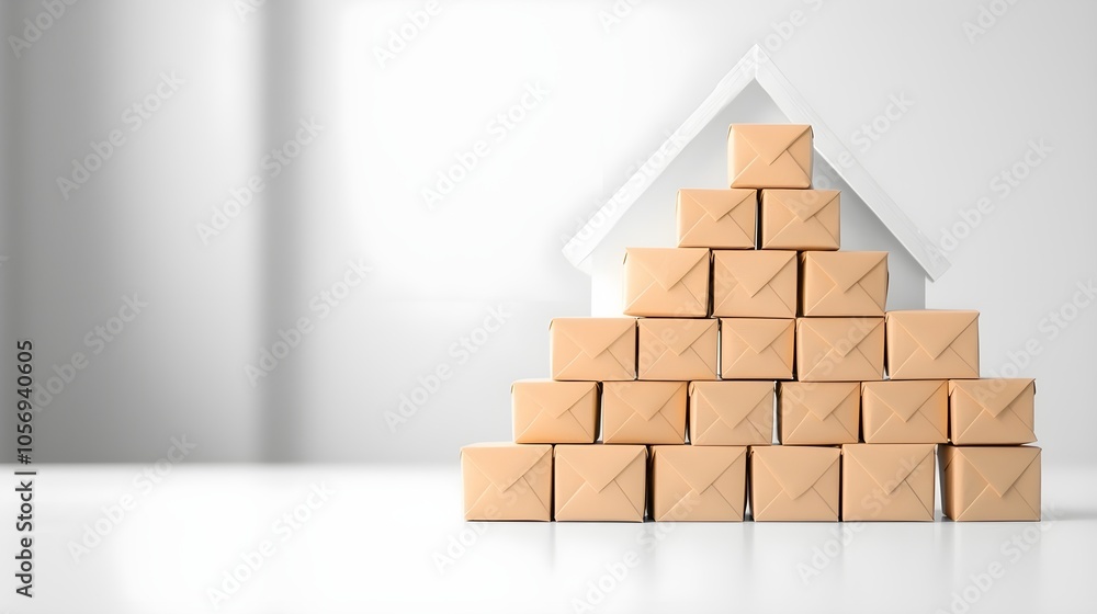 Conceptual image of home made from stacked boxes Conceptual image of home made from stacked boxes
