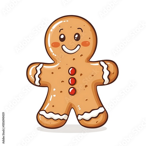 Cartoon gingerbread man on a white background.