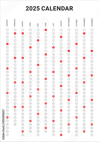 2025 year calendar vector design template