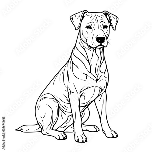 Vector image of a dog sitting with a transparent background